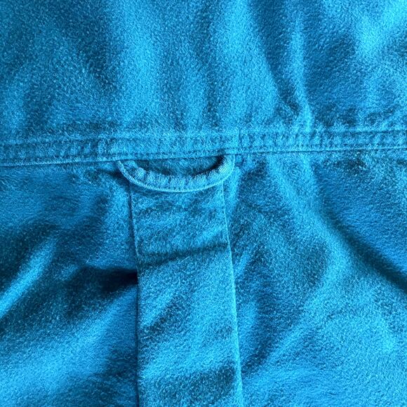 Vintage 90's Eddie Bauer Flannel Turquoise Blue Green - L - Picture 4 of 8